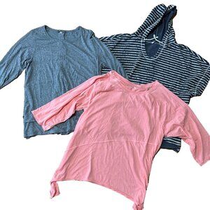 Plus Size Blouse Lot 3 Pc Dress Shirt Bundle Hooded Pink Calvin K Sweater Top 3X